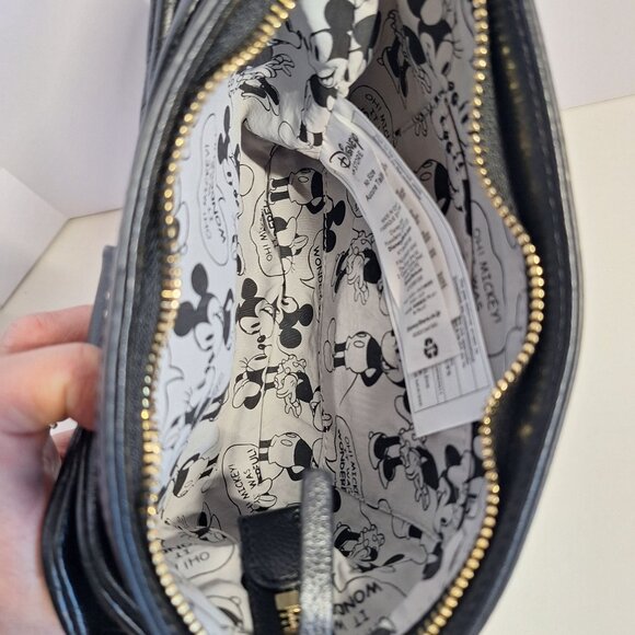 Disney Store Black Minnie Mouse Polka Dot Bow Lrather Gold Accents Dust Bag New - Picture 4 of 10